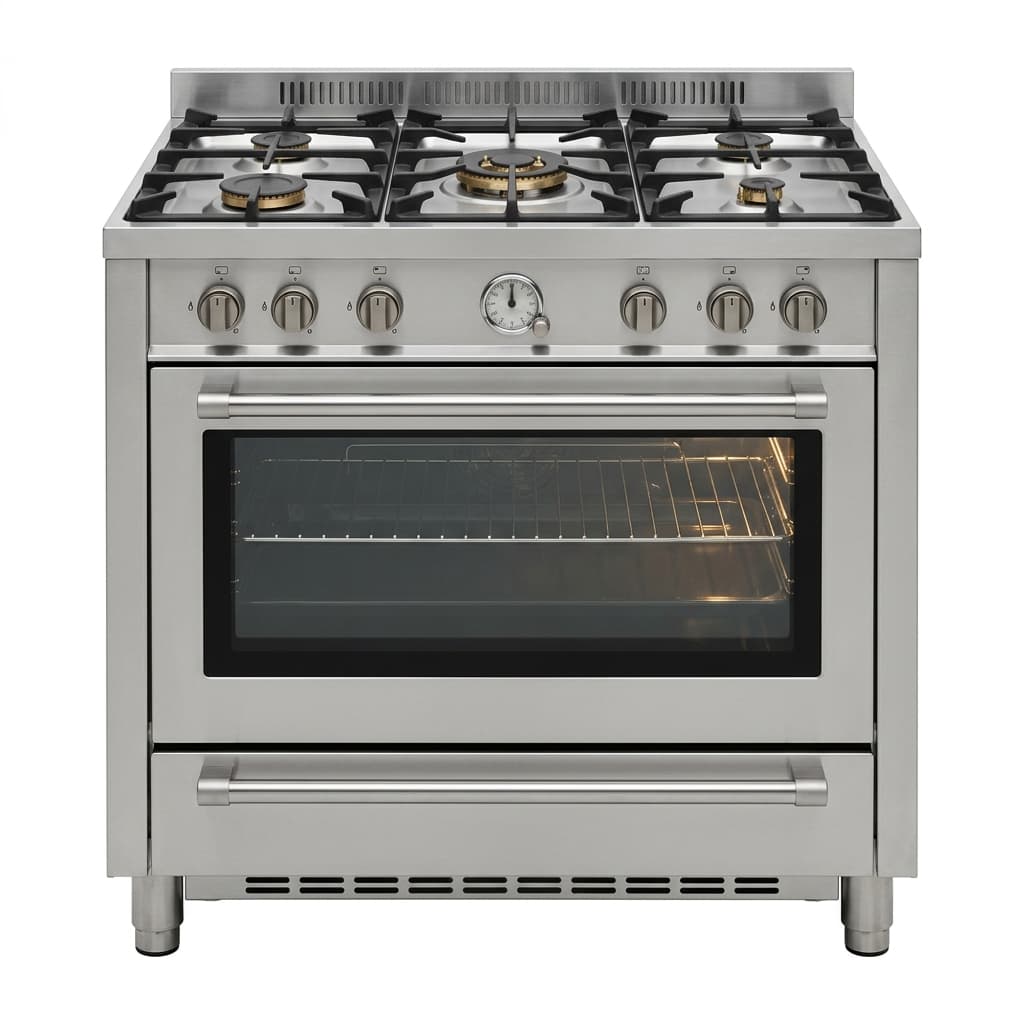 Cuisinière Tefal Pro Inox 5 Feux Gaz avec Brûleur Wok Triple Couronne 90cm